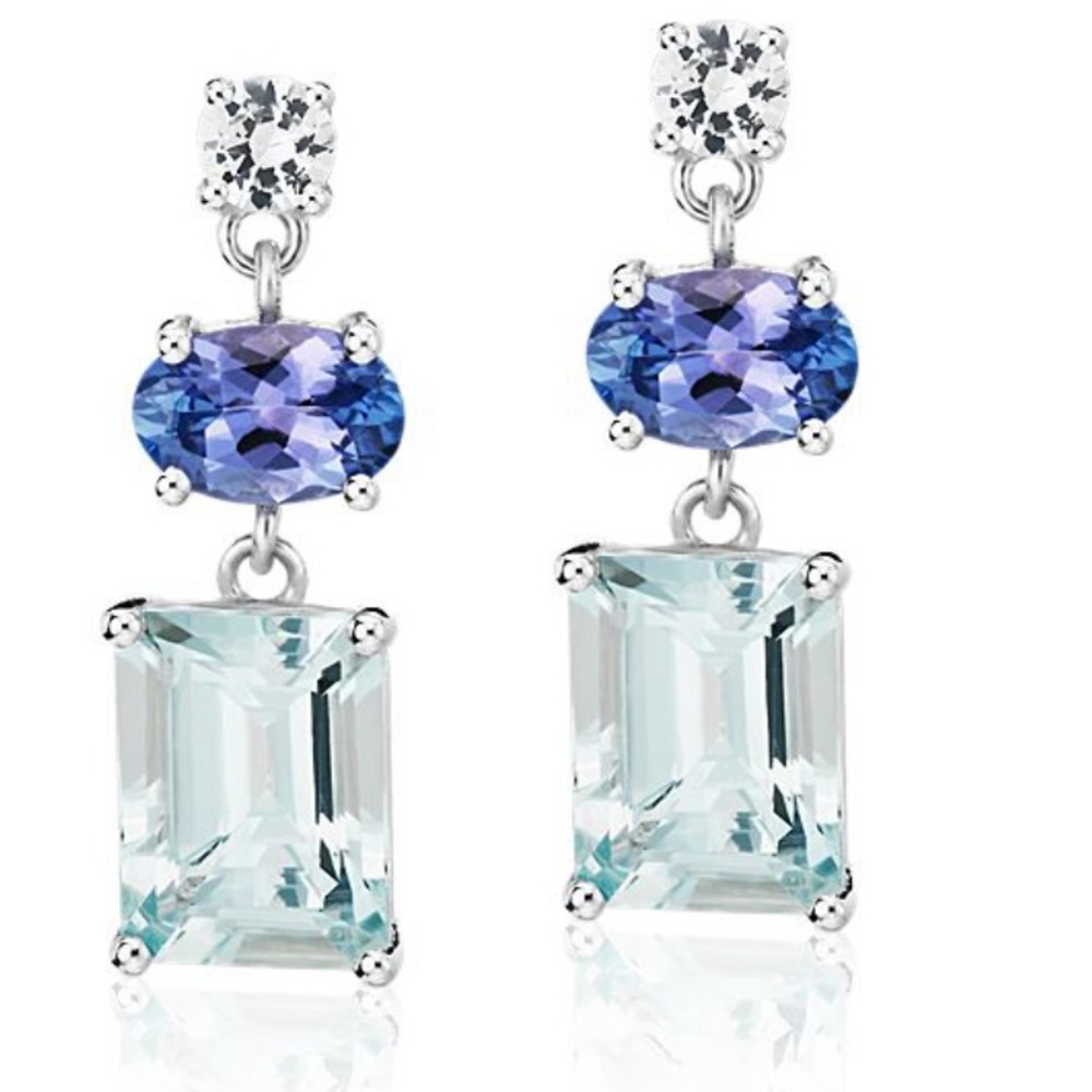 Blue Nile - aquamarine tanzanite and sapphire earrings